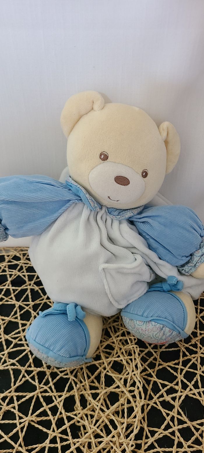 Doudou Ours Kaloo - Bleu Blanc Oiseau - photo numéro 4