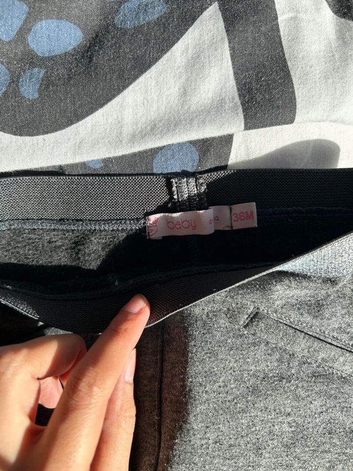 Pantalon gris élastique ceinture paillettes gemo 3 ans / 36 mois - photo numéro 2