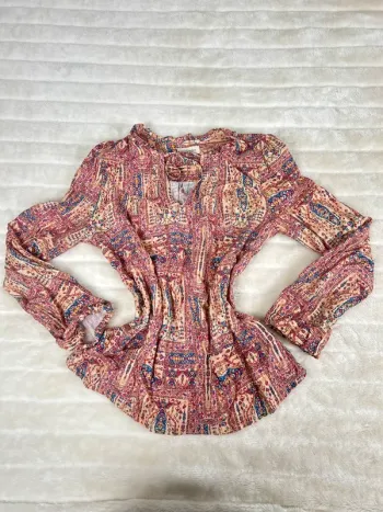 Blouse bohème imprimé ethnique Grain de Malice manches longues fluide - taille M
