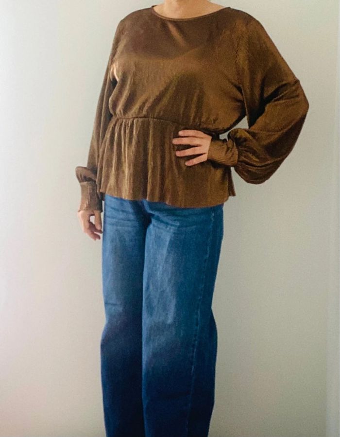 Jolie blouse lurex bronze grande taille - photo numéro 3