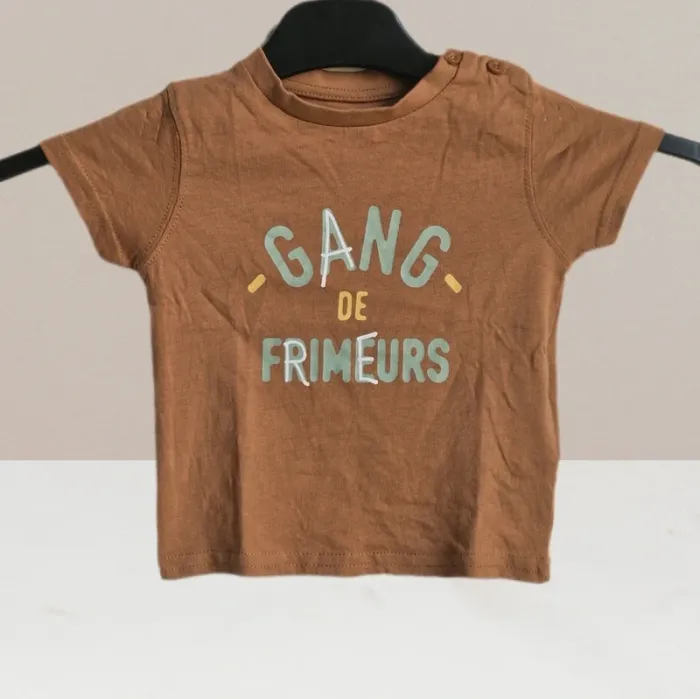 T-shirt à manches courtes Gang De Frimeurs marron - Gémo - Taille 6 mois