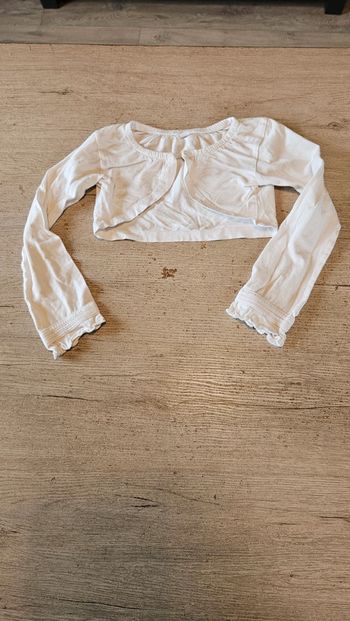 Gilet court blanc à manches longues, TQF 8 ans