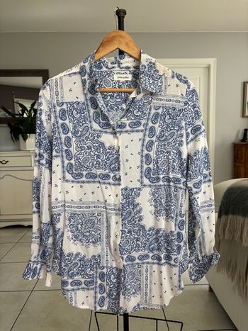Chemise à motif blanche et bleue Grain de Malice