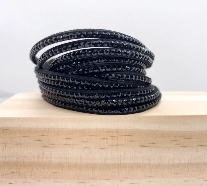 Bracelet double noir brillant / Velours - photo numéro 2