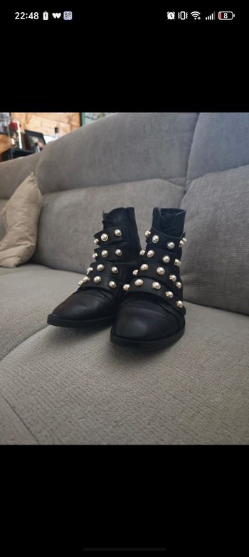 Boots Zara TRF noires avec perles – style biker – T36