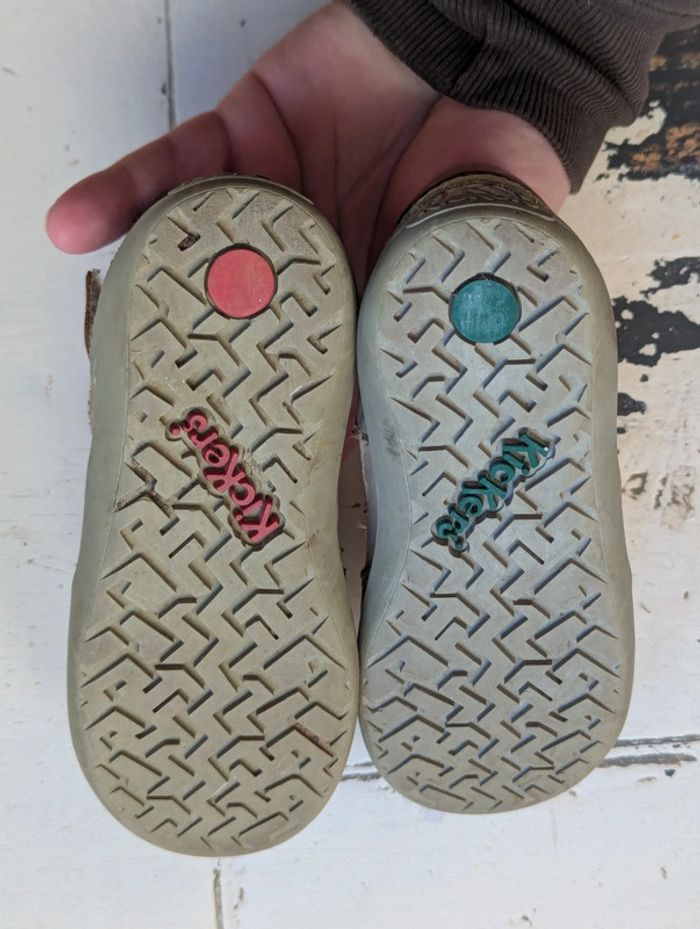 Sandales ouvertes en cuir marron et beige Kickers – Taille 25 - photo numéro 5