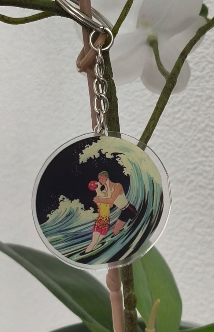 Porte-clé artisanal – Surfeurs vintage fait main