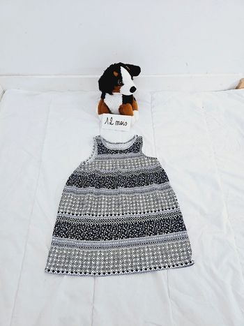 Robe à bretelles noir et gris bébé fille 12 mois 1 an