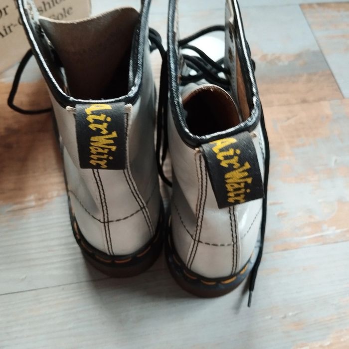 Rare vintage made in England boots bottines Dr.martens argenté cuir - photo numéro 11
