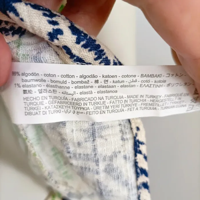 Ensemble ZARA coton imprimé ethnique vert bleu M haut boutonné + short taille cordon A567 - photo numéro 7