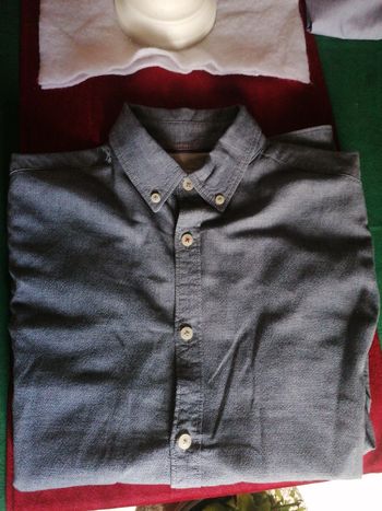 Chemise homme bleu jean manches longues