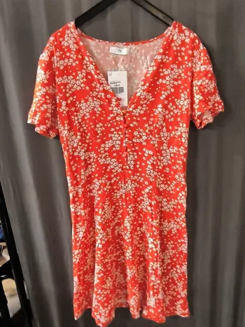 339222 robe rouge motifs fleurs femme 40 STR