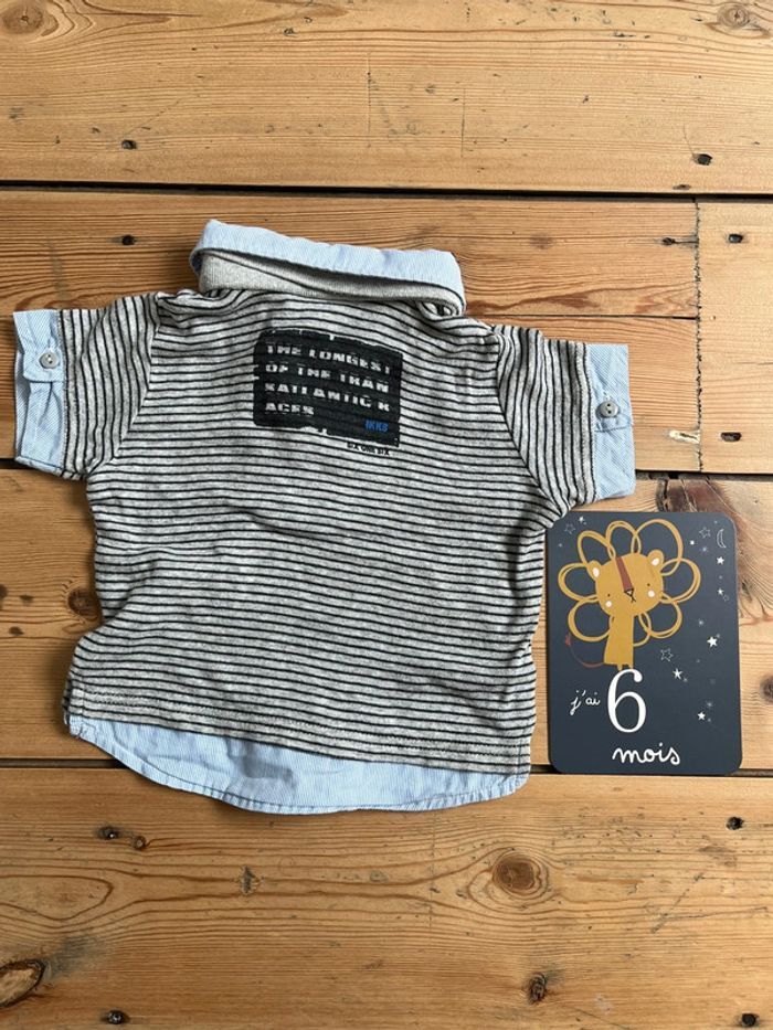TEE shirt manches courtes style polo chemise - photo numéro 3
