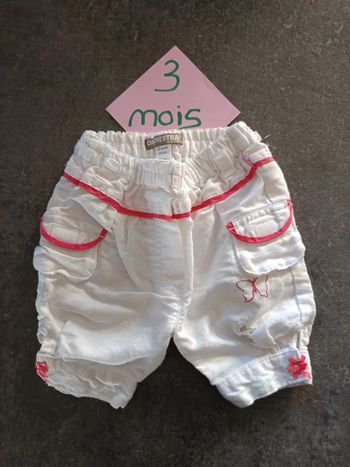 Pantacourt blanc 3 mois