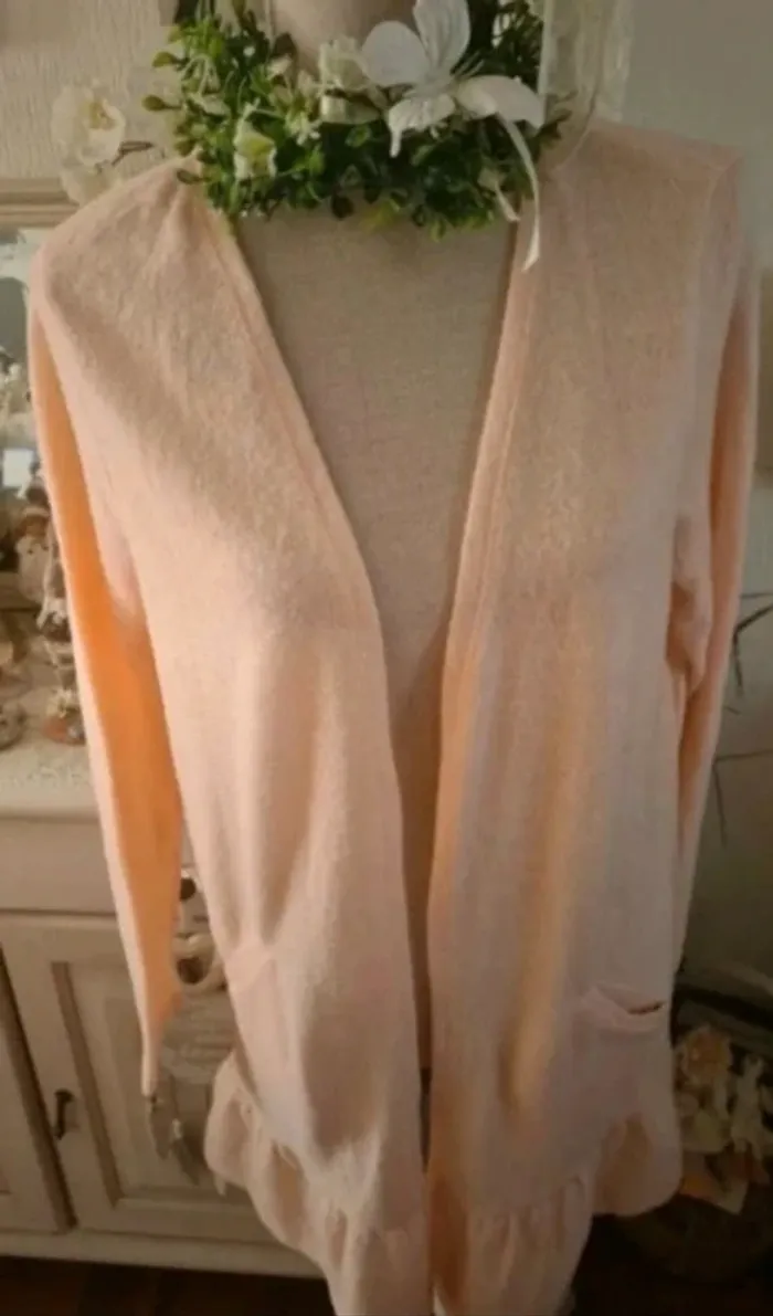Gilet long abricot tout doux C &A Taille XL Neuf - photo numéro 2