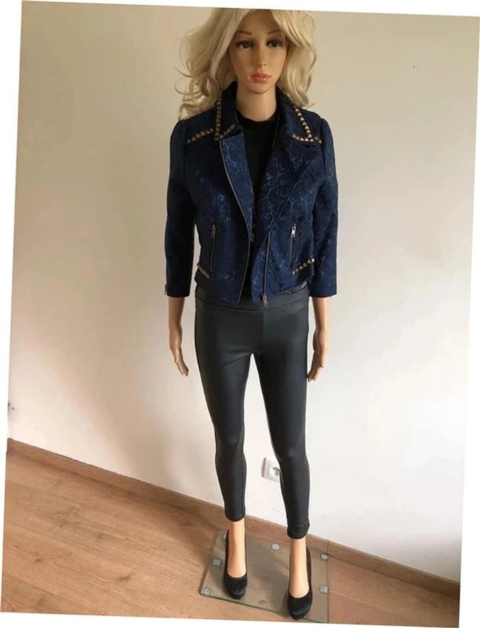 Veste jacquard bleue marine neuve avec rivets Beloved taille M (taille petit) - photo numéro 5