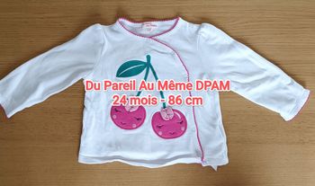Gilet Du Pareil Au Même blanc avec cerises brodées 24 mois 86 cm fille