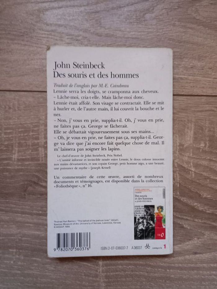 Livre "Des souris et des hommes de John Steinbeck - photo numéro 2