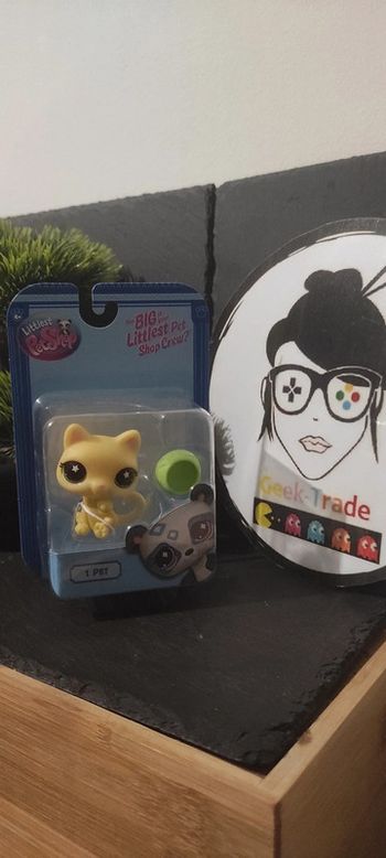 Littlest Petshop LPS Pet Shop Nib Moc Cat Yellow Frech Exclusive Promotional G7
