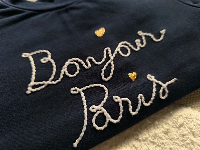 Pull bleu marine / Jacadi / Bonjour Paris / taille 4 ans - photo numéro 7