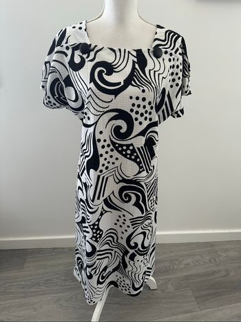 Robe bariolée noire et blanche Griffon Frères Vintage T40 L