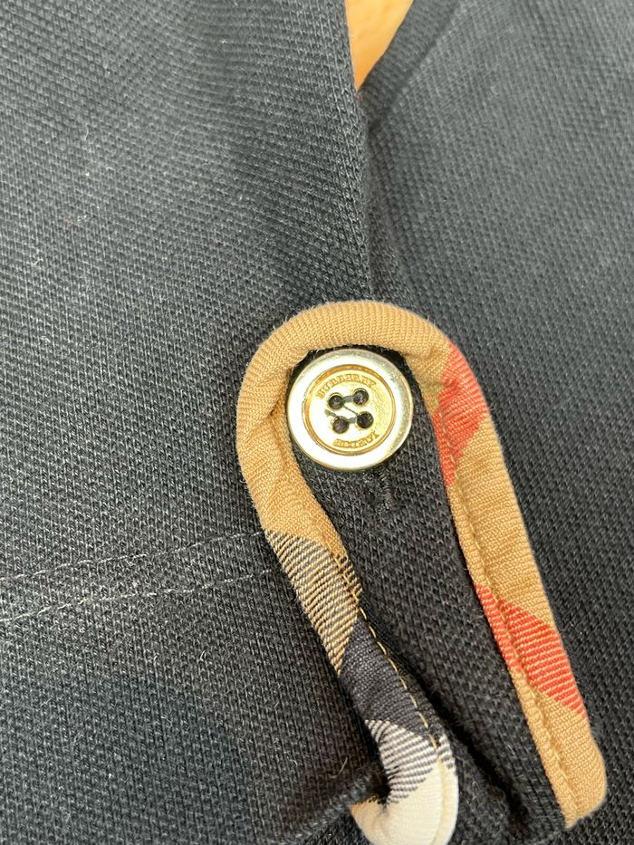 Top, t-shirt Burberry Polo manche longue pour femme Noir logo brodé - Taille XS - photo numéro 3