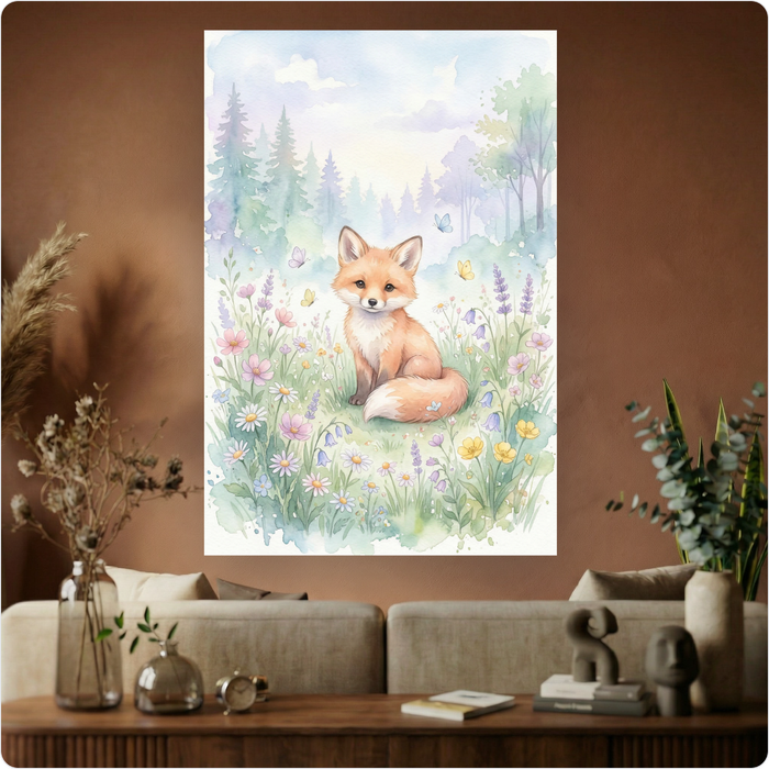 Affiche murale "Renard Aquarelle" poster animal forêt déco enfant nature A3 Sans cadre