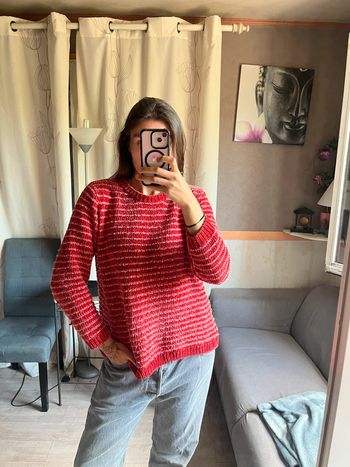 Pull rouge laine vintage