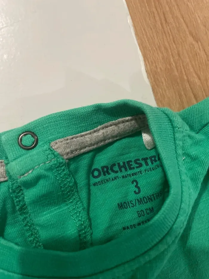 👕 T-shirt manches longues - 3 mois - vert avec motif - photo numéro 3