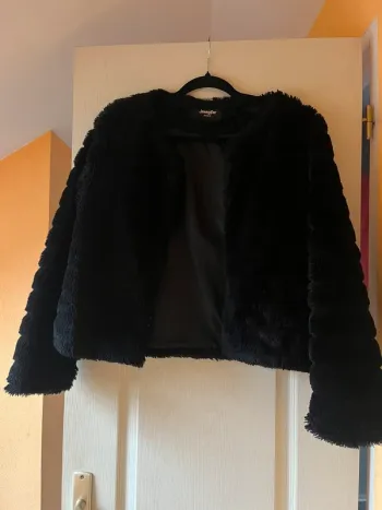 veste manteaux en fausse fourrure duveteuse noir femme 38 (M)