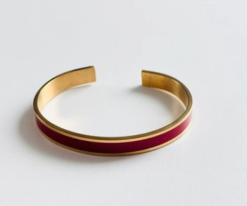 Bracelet manchette or & rouge ajustable