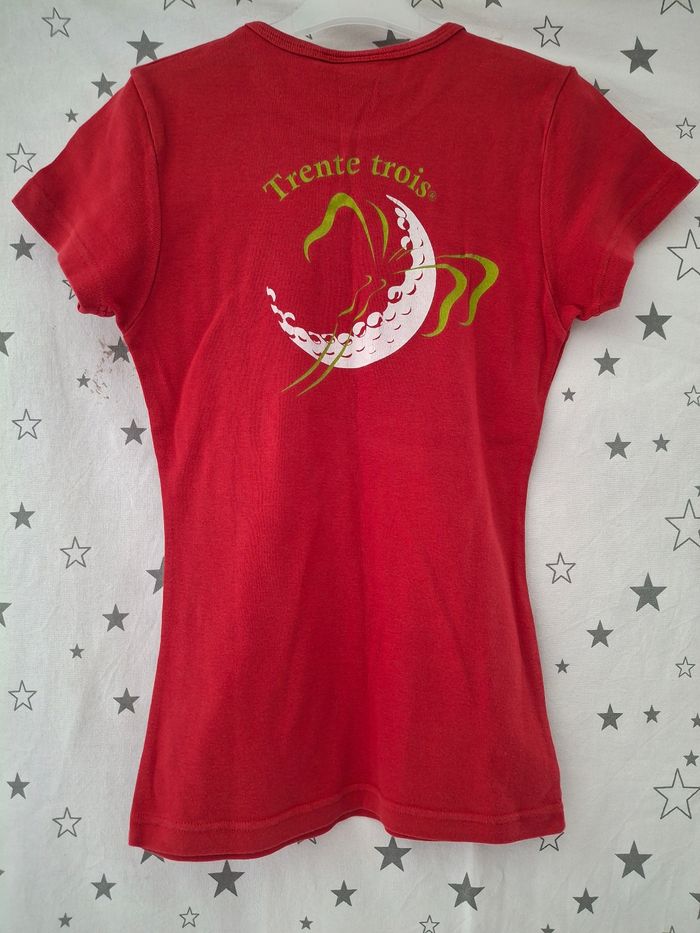 Tee-shirt rouge avec impression dans le dos 12 ans Trente trois - photo numéro 5