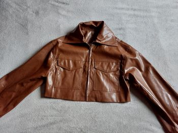 Blouson Lumina simili cuir marron court taille M
