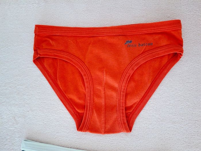 Lot de 2 slips Petits Bateau 10 ans orange et blanc rayé - photo numéro 3