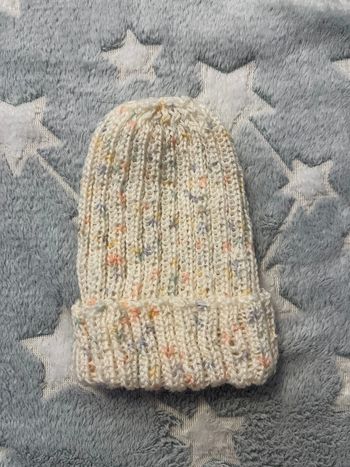 Bonnet naissance crochet beige