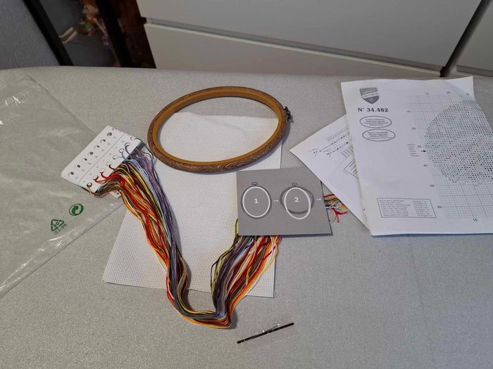 Kit broderie point de croix complet panier fruits/paysage Vervaco neuf - photo numéro 3