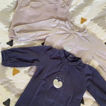 Pull et 2 sous pulls fille 6mois Vertbaudet