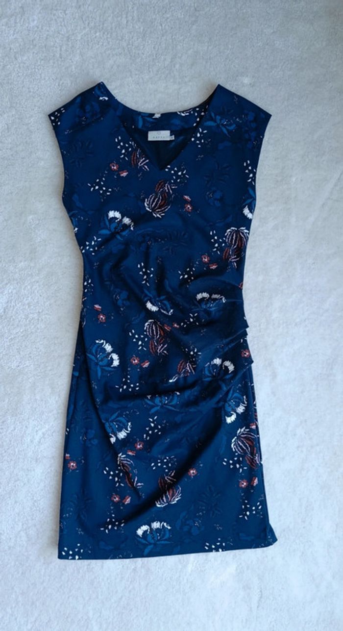 Robe d'été Kaffe bleu marine fleuri S - photo numéro 4