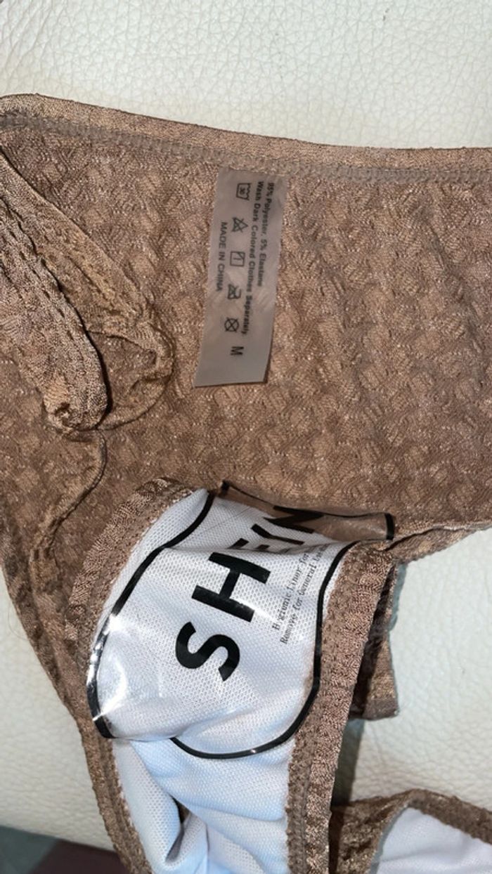 Maillot de bain bikini texturé marron Shein Neuf - Taille M - photo numéro 4