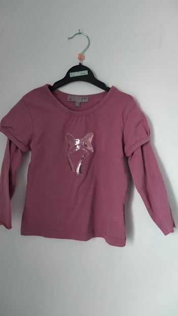 Haut Lisa Rose motif noeud strass 4 ans