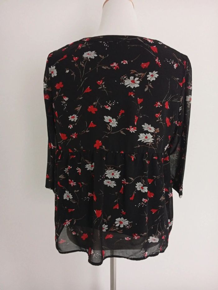 Ycoo - blouse noire taille L| motif floral - printemps été automne - photo numéro 2
