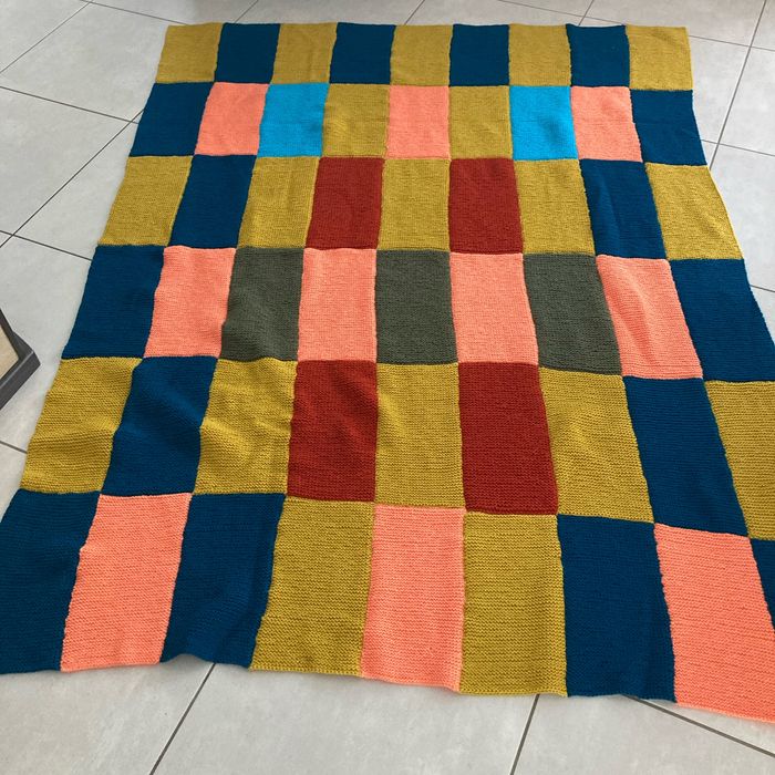 Couverture tricotée main 200 x150 cm en laine