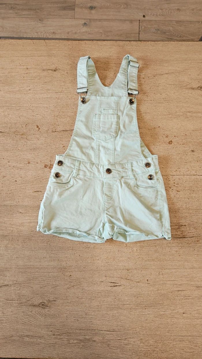 Adorable salopette short turquoise clair à bretelles, Okaîdi, 8 ans, neuf - photo numéro 2