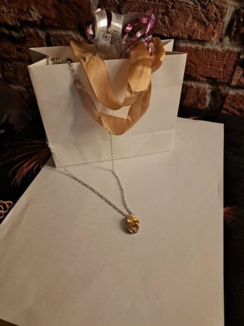 Collier acier inoxydable avec pendentif strass orange