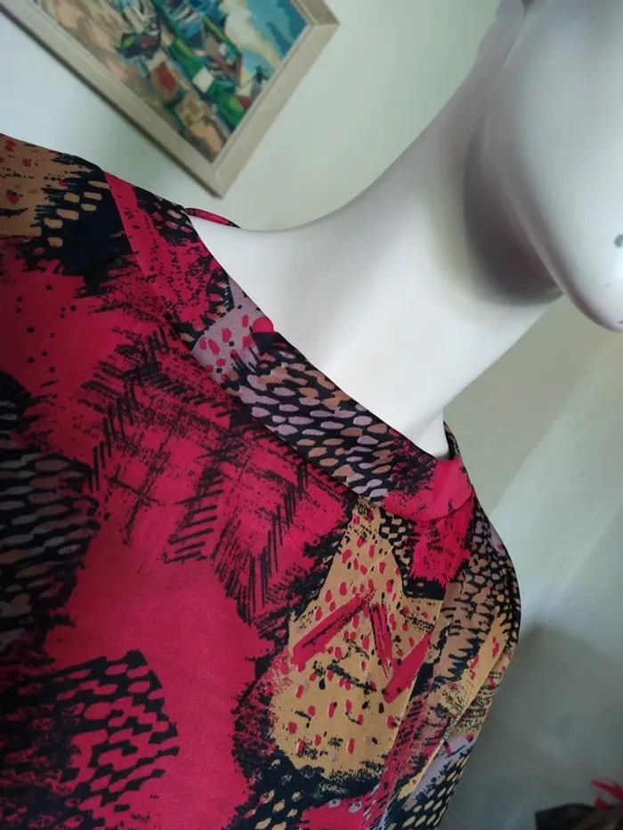 Robe vintage automne hiver rouge marron noir retro dress - photo numéro 2