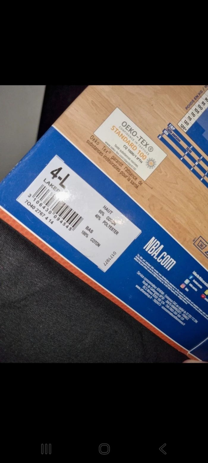 pyjama NBA LAKERS taille L - NEUF - Idée cadeau Noël - photo numéro 4