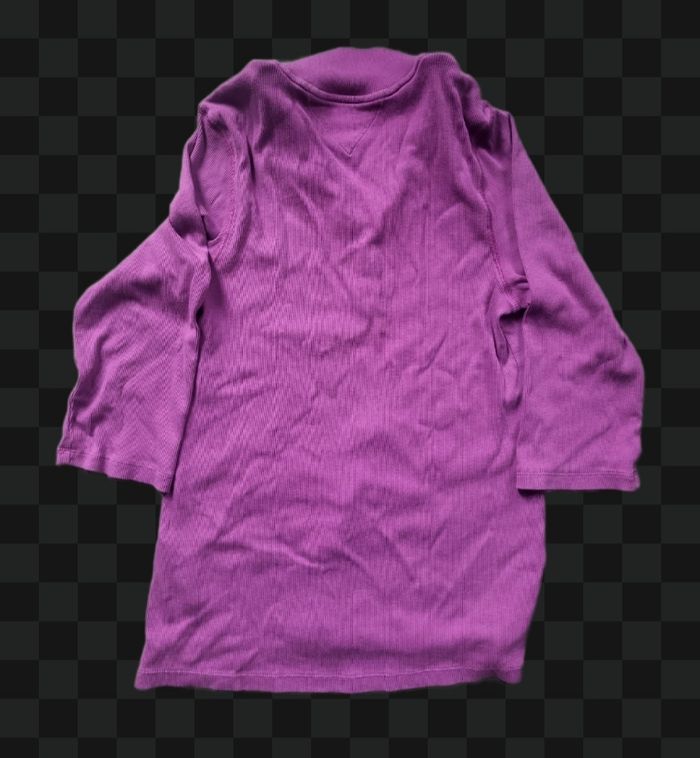 💜 Pull fin Henley côtelé Tommy Hilfiger – Femme – Violet – Manches 3/4 - photo numéro 5