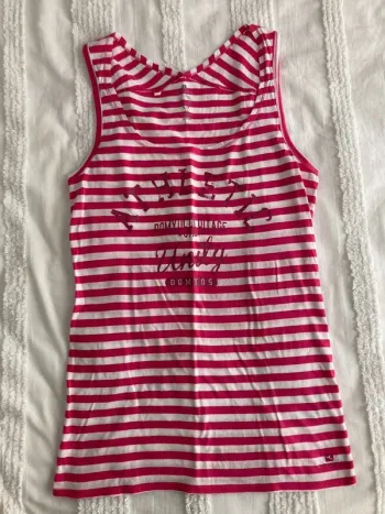 Débardeur  à rayures  rose  et blanc