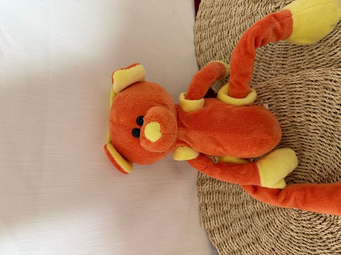 Doudou ours orange jaune bras jambes coulissant CMP - photo numéro 2