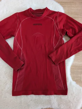 Tee-shirt manches longues protection thermique rouge 12 ans Kipsta